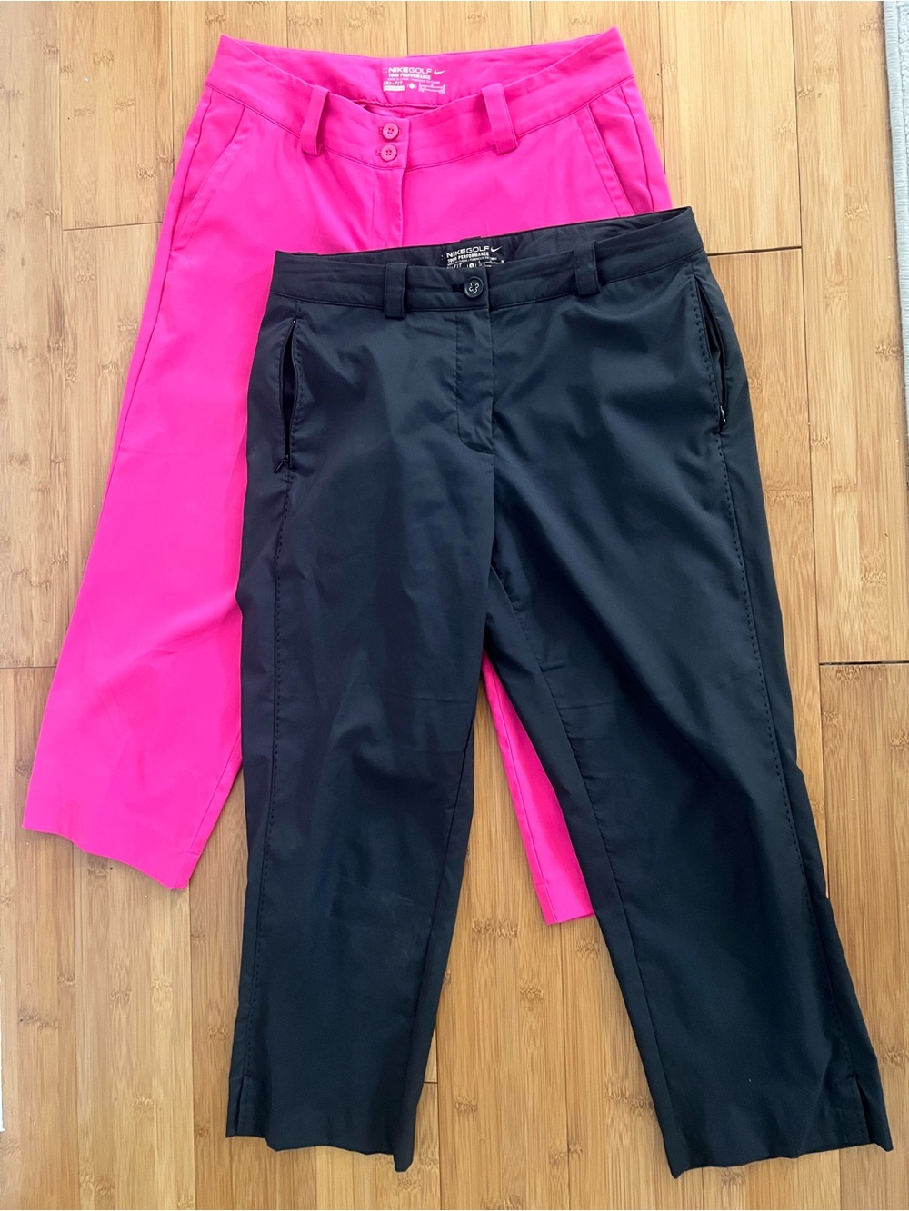 Women’s Cropped Straight-Leg Pants - Black & Hot Pink